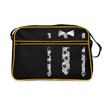 Halloween Tuxedo with Skulls Suspender Print - Retro Bag - black/gold - Front