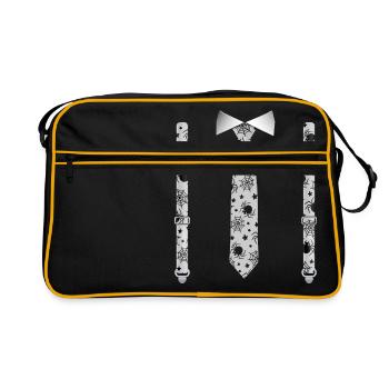 Halloween Tuxedo with Spiders Suspender Print - Retro Bag - black/gold - Front