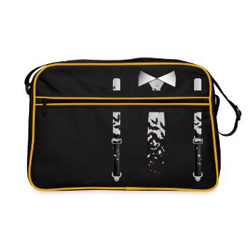 Halloween Tuxedo with Bats Suspender Print - Retro Bag - black/gold - Front