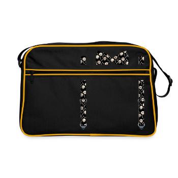 Funny Skulls Bow Tie with Suspenders Perfect - Retro Bag - black/gold - Front