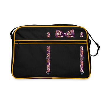 Funny Halloween Bow Tie with Suspenders Perfect - Retro Bag - black/gold - Front