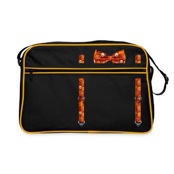 Funny Skulls Bow Tie with Suspenders Perfect - Retro Bag - black/gold - Front