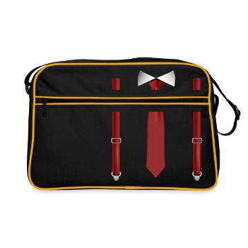 Drôle de cravate rouge avec bretelles Mariage parfait - Sac Retro - noir/or - Devant