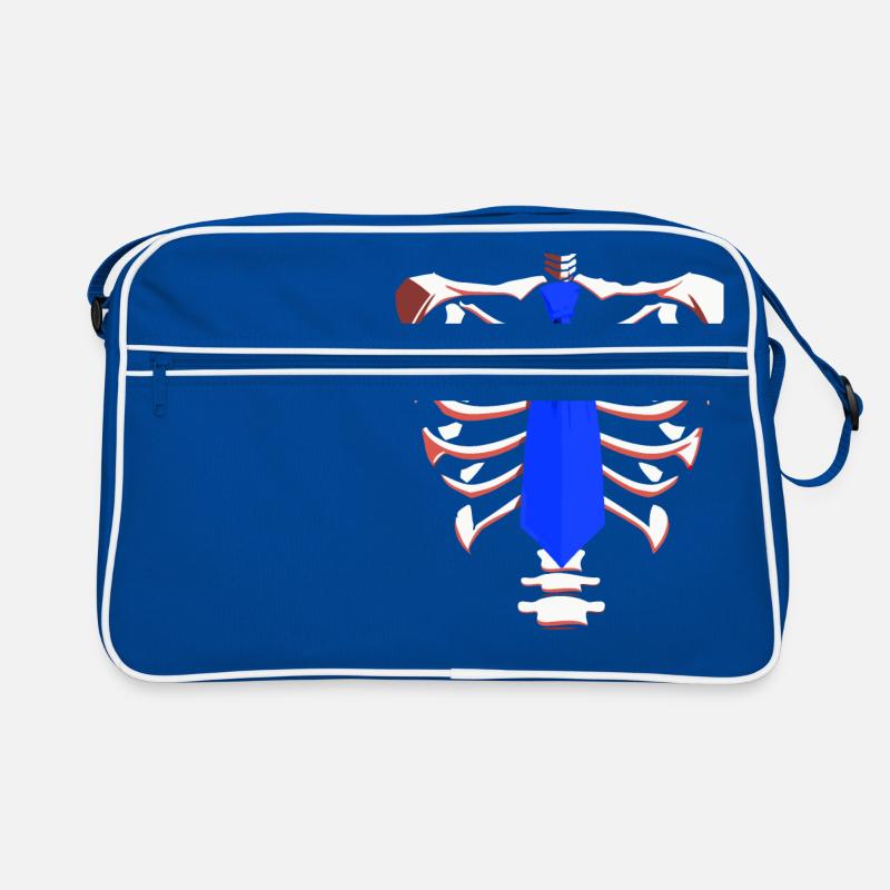Squelette avec une cravate bleue drôle Halloween Design Sac Retro