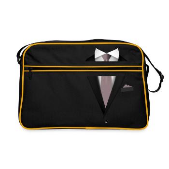 Smoking mit Krawatte für Hochzeiten und Besonderes - Retro Tasche - Schwarz/Gold - Vorne