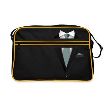 Smoking mit Krawatte für Hochzeiten und Besonderes - Retro Tasche - Schwarz/Gold - Vorne