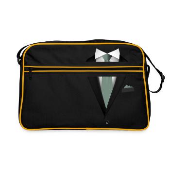 Smoking mit Krawatte für Hochzeiten und Besonderes - Retro Tasche - Schwarz/Gold - Vorne