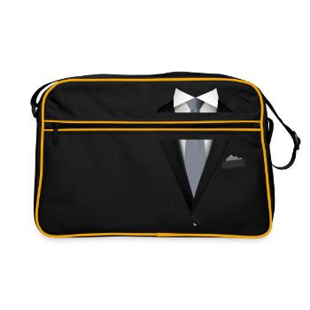 Smoking mit Krawatte für Hochzeiten und Besonderes - Retro Tasche - Schwarz/Gold - Vorne