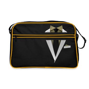 Smoking mit Krawatte für Hochzeiten und Besonderes - Retro Tasche - Schwarz/Gold - Vorne