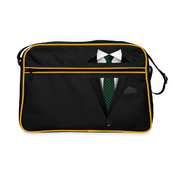 Smoking mit Krawatte für Hochzeiten und Besonderes - Retro Tasche - Schwarz/Gold - Vorne