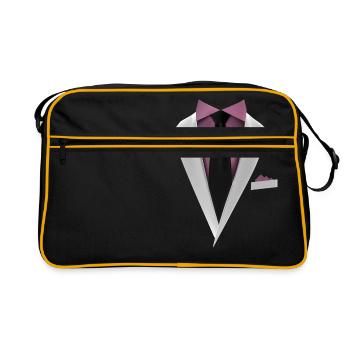 Smoking mit Krawatte für Hochzeiten und Besonderes - Retro Tasche - Schwarz/Gold - Vorne
