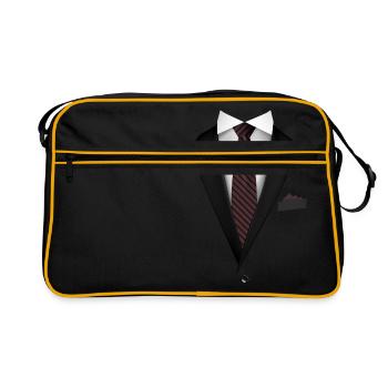 Smoking mit Krawatte für Hochzeiten und Besonderes - Retro Tasche - Schwarz/Gold - Vorne