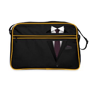 Smoking mit Krawatte für Hochzeiten und Besonderes - Retro Tasche - Schwarz/Gold - Vorne