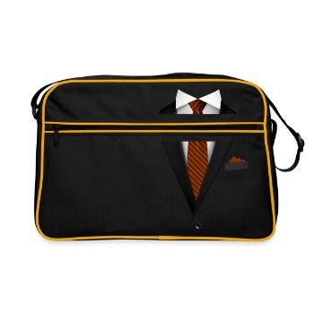 Smoking mit orangefarbener Krawatte für Hochzeiten und besondere - Retro Tasche - Schwarz/Gold - Vorne