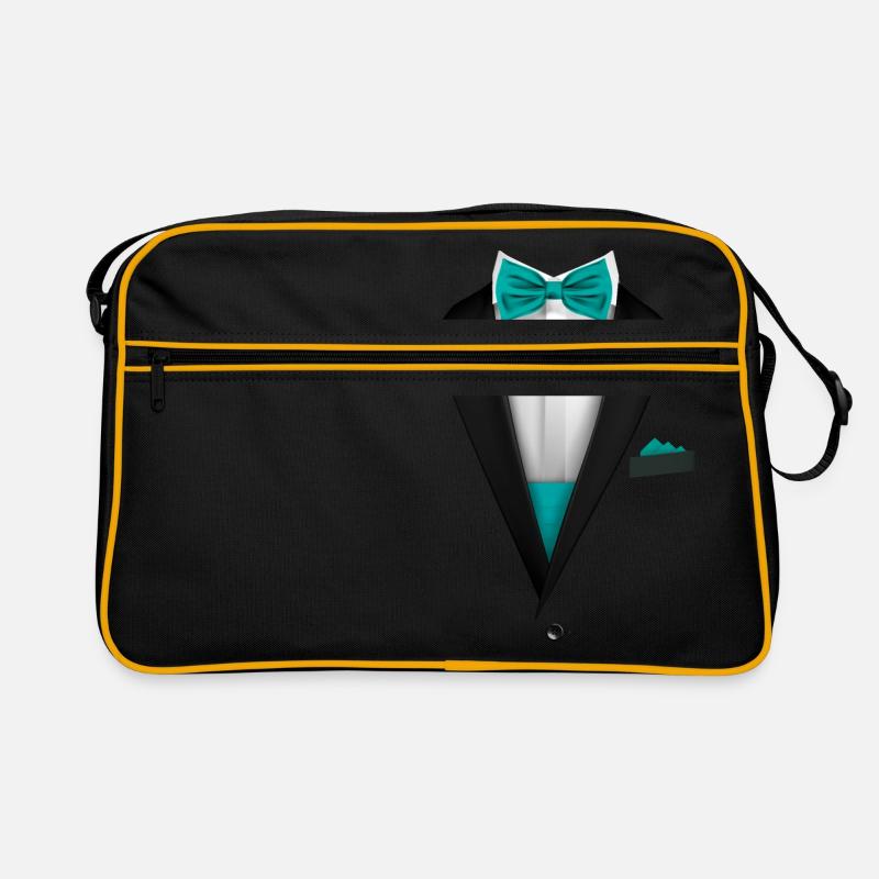 Conception de smoking avec noeud papillon Turquoise pour les mariages - Sac Retro - noir/or