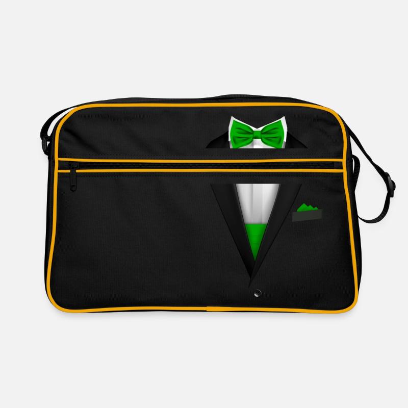 Tuxedo design with Green Bowtie For Weddings And Retro Bag