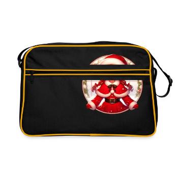 Santa Claus Girl Illustration Funny Christmas - Retro Bag - black/gold - Front