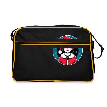 Santa Claus Girl Illustration Funny Christmas - Retro Bag - black/gold - Front