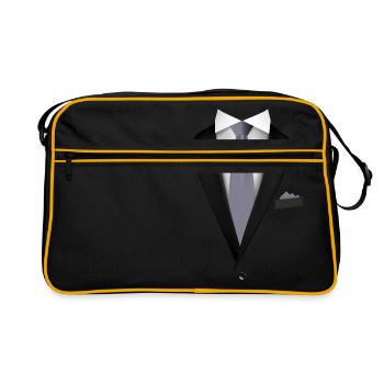 Smoking mit Krawatte für Hochzeiten und Besonderes - Retro Tasche - Schwarz/Gold - Vorne
