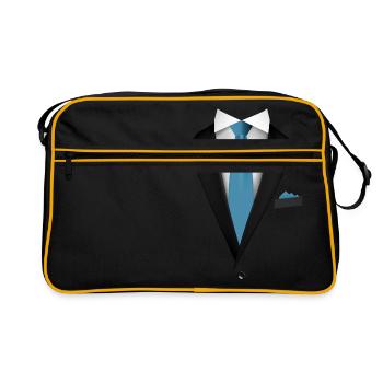 Smoking mit Krawatte für Hochzeiten und Besonderes - Retro Tasche - Schwarz/Gold - Vorne