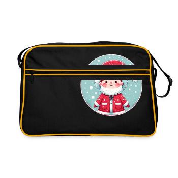 Santa Claus Boy Illustration Funny Christmas - Retro Bag - black/gold - Front