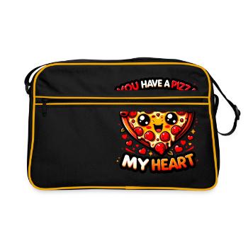 You Have a Pizza My Heart : fantaisiste et fromagée - Sac Retro - noir/or - Devant