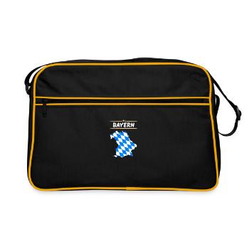 Bayern Flagge - Bundesland Umriss - Retro Tasche - Schwarz/Gold - Vorne