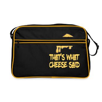 Funny Cheese TShirt for people who are addicted - Retro Bag - black/gold - Front