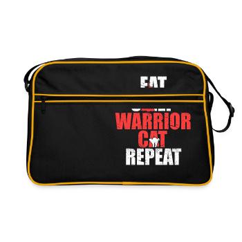 Eat Sleep Warrior Cat Repeat Shirt Tshirt Design - Retro Bag - black/gold - Front