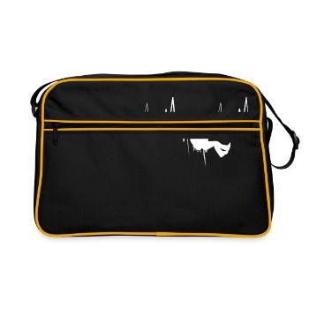 Hearty Hiking Shirt For Hikers Saying "Heartbeat" - Retro Bag - black/gold - Front