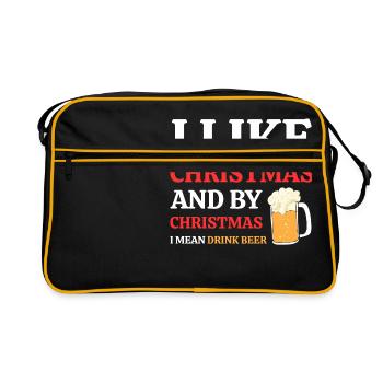 J'aime Noël et par Noël, je veux dire boire du - Sac Retro - noir/or - Devant