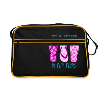 Life is better in Flip Flops - Retro Tasche - Schwarz/Gold - Vorne