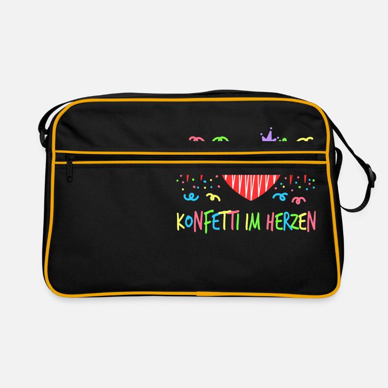 Buntes TStück "Konfetti im Herzen", das "Konfetti - Retro Tasche - Schwarz/Gold