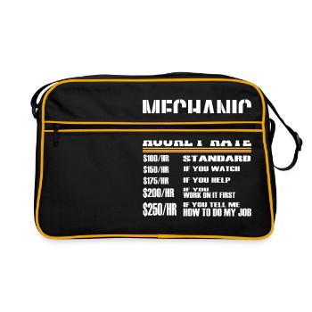 Working Tee For Mechanic Saying "Mechanic Hourly - Retro Bag - black/gold - Front