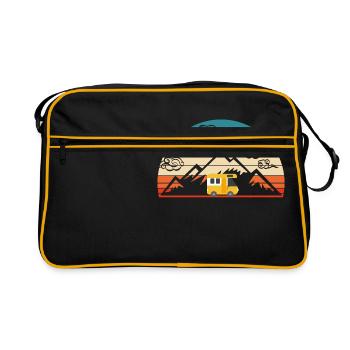 Retro Vintage Camping Tee For Campers "Van" - Retro Bag - black/gold - Front