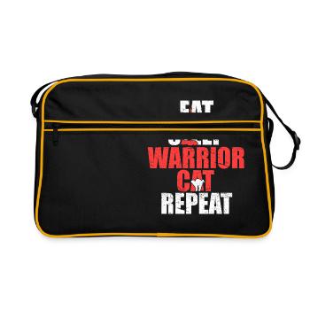 Eat Sleep Warrior Cat Repeat Shirt Tshirt Design - Retro Bag - black/gold - Front
