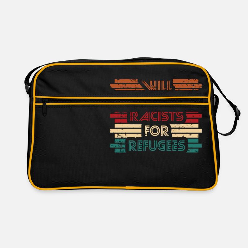 Tauschen Sie Rassisten gegen Flüchtlinge. - Retro Tasche - Schwarz/Gold