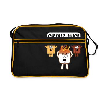 Nice Fire Camping Shirt For Campers "Group Hug" - Retro Bag - black/gold - Front