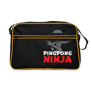 Big fan of table tennis? Here's a shirt with a - Retro Bag - black/gold - Front