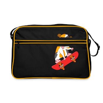 Skateboard Guinée Cochon Skate Sur Tshirt Design - Sac Retro - noir/or - Devant