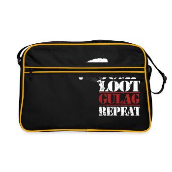 jump loot gulag repeat Warzone Gamer Nerd Geschenk - Retro Tasche - Schwarz/Gold - Vorne