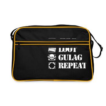jump loot gulag repeat Warzone Gamer Nerd Geschenk - Retro Tasche - Schwarz/Gold - Vorne