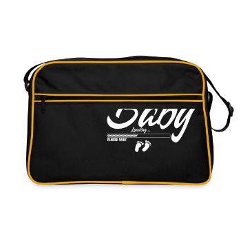 Baby Loading please wait Eltern Mama Papa Geschenk - Retro Tasche - Schwarz/Gold - Vorne