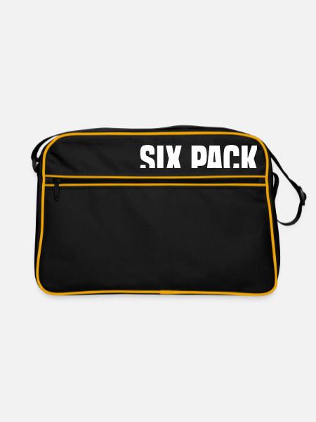 SIXPACK KOMMT BALD - Retro Tasche - Schwarz/Gold - Vorne