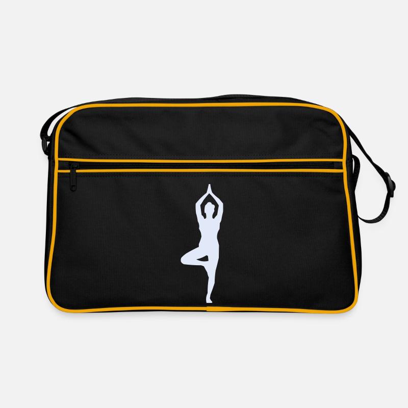 Yoga Pose Tree Pose Silhouette Retro Bag