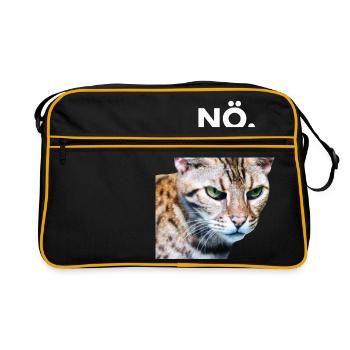 NÖ. Grummelige Katze Schlechte Laune - Retro Tasche - Schwarz/Gold - Vorne