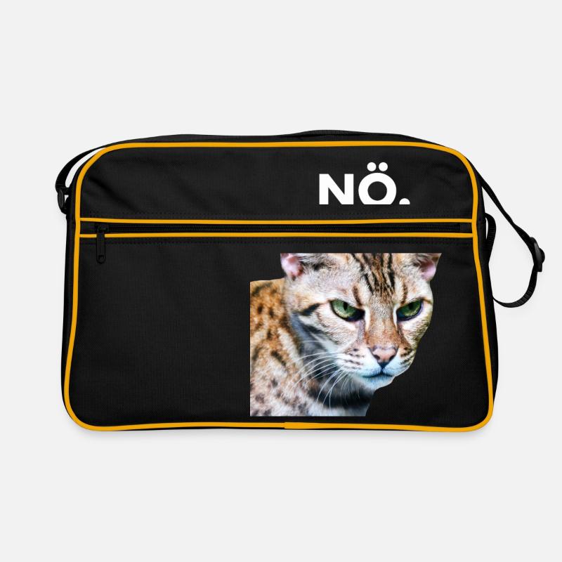 NÖ. Grummelige Katze Schlechte Laune - Retro Tasche - Schwarz/Gold