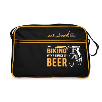 Weekend forecast biking with a chance of beer - Retro Tasche - Schwarz/Gold - Vorne