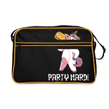 Funny funny unicorn drunk Christmas gift - Retro Bag - black/gold - Front