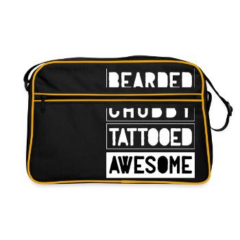 Bearded Chubby Tattooed Awesome - Retro Tasche - Schwarz/Gold - Vorne